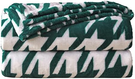 HT & PJ фрли ќебе супер мека пријатна лесна фланелна фланела руно ќебиња за кревет, тросед, кауч, дневна соба сите сезони - зелена