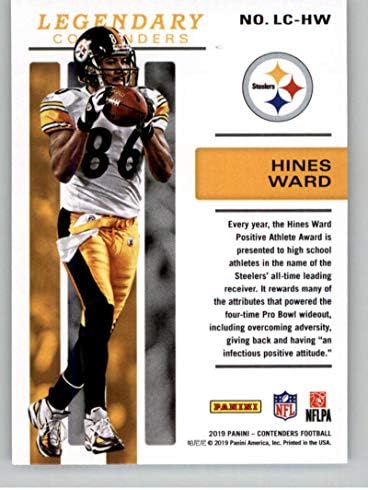 2019 година на кандидати за Панини Легендарни кандидати LC-HW Hines Ward Ward Pittsburgh Steelers Football Card