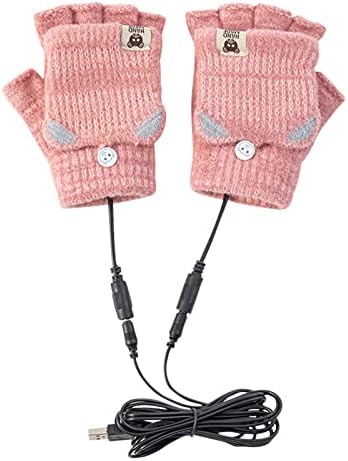 QVKARW и жени за мажи возрасни ракавици загреваат топло плетено половина ракавици нараквици USB полнење зимски спортови