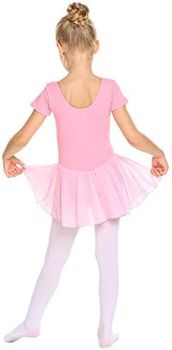 Заклоат балетски леотарди за девојки со кратки ракави балерина облеки со здолниште за девојки за мали деца