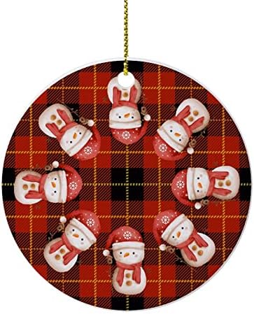Двострана печатена Божиќна шарена карирана дизајн керамички Божиќен украс, подароци за Божиќни украси за семејни пријатели деца, Божиќни приврзоци, Божиќно слика?