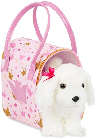 Пучи кутриња - куче играчки - кадифен кутре - носач на кучиња - малтешки играчки - 3 години + - розова круна глам торба и малтешки кученца