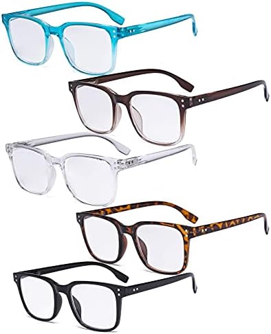 Очила 5 Спакувајте Големи Очила За Читање-Квадратни Читатели Очила За Мажи Жени Читање