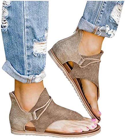 Сандали за жени обични летни бохо лизгачки рамни клин-сандали отворени пети обични папучи плажа сандали удобни римски чевли