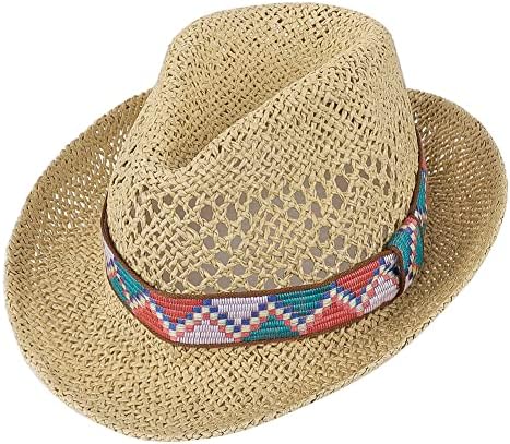 Мажи слама федорас жени лето трилби капа етнички панама сончева капа кратка облик на плажа капа британска џез капа на отворено корпа