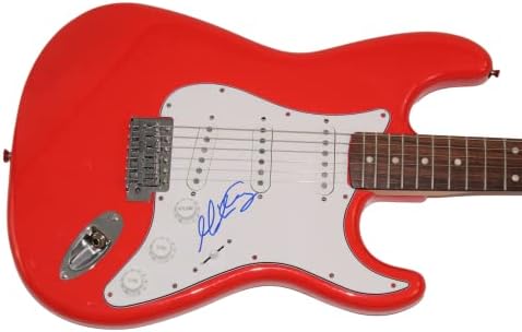 Мараја Кери потпиша автограм со целосна големина црвена фендер -стратокастер електрична гитара со автентикација на Jamesејмс Спенс