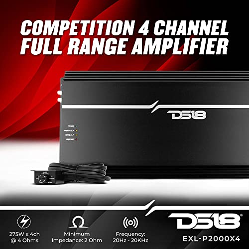 DS18 EXL-P2000X4 корејски 4-Канален Целосен Опсег Автомобил Аудио Засилувач Конкуренција КЛАСА AB MOSFET Засилувач 2000 Вати Rms-Вклучено