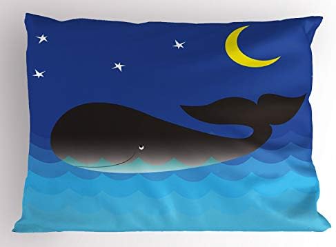 Амбесон кит перница срам, цицач во океанската месечина и пријателски дизајн на starsвездите, декоративна стандардна големина печатена