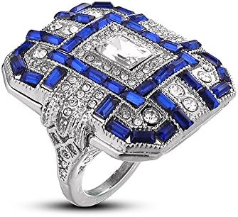 Сребрен сафир прстен за венчавки, венчален бенд прстен кубни цирконија ветувачки прстени накит подарок