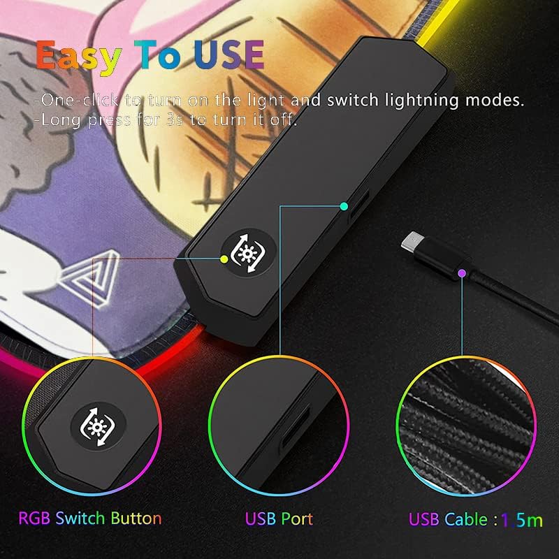 Manti Tech XXL RGB Gaming Anime MousePad - Едно парче - Luffy Gear 5