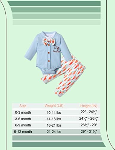 Бебе момче Велигденска облека, писмо печатено ромпер со долг ракав + ромпер на кратки ракави + панталони од морков 3 парчиња