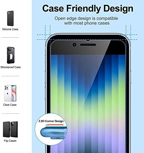 Hoomil 3-Пакет Заштитник На Екранот за iPhone 8/iPhone 7/iPhone SE 2020/iPhone SE 2022, 4,7-Инчен, 9H Калено Стакло, Со Лесна Алатка