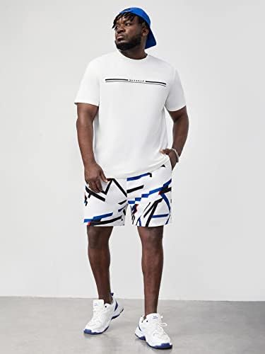 Фиокса облека со две парчиња за мажи мажи со букви графички мета и шорцеви за половината за влечење