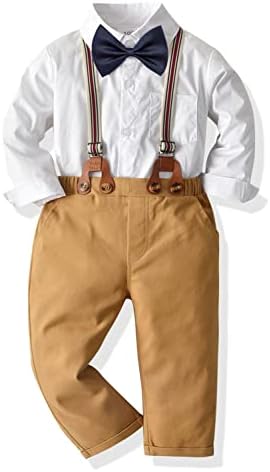 Копарирано облекување на дете од костуми за облека за бебиња за облека, сет за кошули со лак, панталони 4 парчиња џентлменски