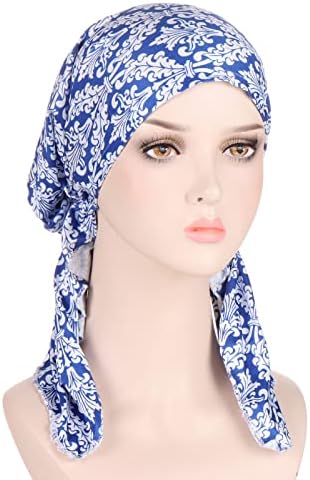 Женски буги бени капа боемска цветна глава за глава, мода турбан плетиран хемо -череп капачиња глава за жени за жени