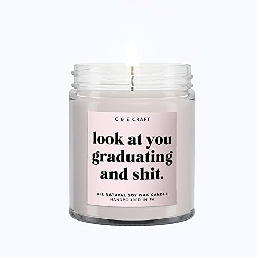 C&E Craft Ce Craft погледнете во вас дипломирате и миризлива свеќа за миризба - целата свеќа восок од соја - подарок за дипломирање, дом, 16