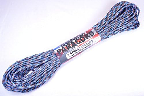 Досаден парокард бренд Паракорд / падобран кабел 7-низа, 550 lb. Загарантирана јачина на јачина на САД, направен од САД, тип III - Опстанок