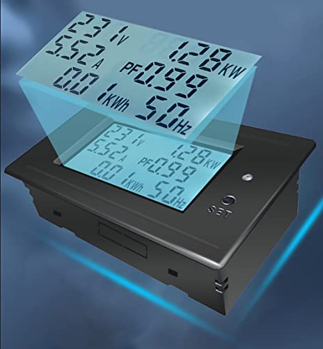 Дигитален мултиметар AC 40-280V 100A LCD дисплеј Дигитална струја на напон на напон на напон Фреквенција на моќност Фактор на моќност