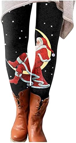 Божиќни хеланки женски ултра меки четкани хеланки снежни човечки панталони со високи тренинзи со половината
