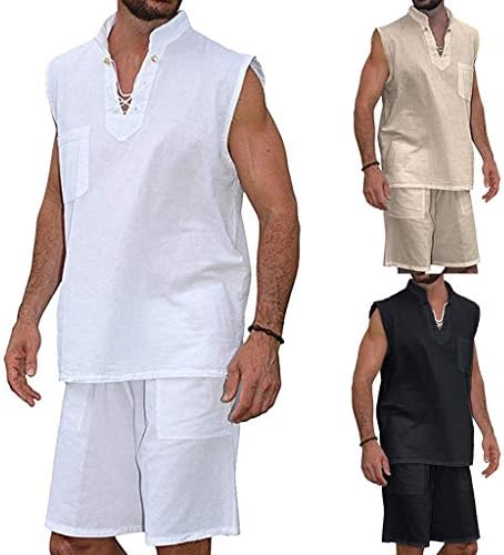 Стоута машка мода со кратки ракави кошула и шорцеви костум, касаул хипи редовно вклопуваат цврста боја едноставни панталони за маици