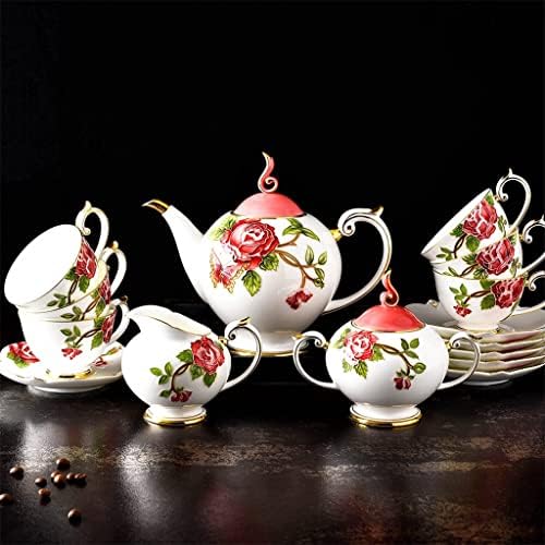 Сет на SeaSD 15 парчиња, цвет врежана порцеланска сад за кафе, сет за дизајн на круна, сет на палата, палата чаша, забава за гроздобер чај