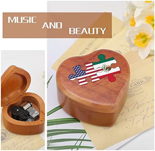 Подарок за музички кутии за сложувалка во САД и мекиканско знаме, гроздобер музички кутија за Божиќниот роденден Ден на вineубените
