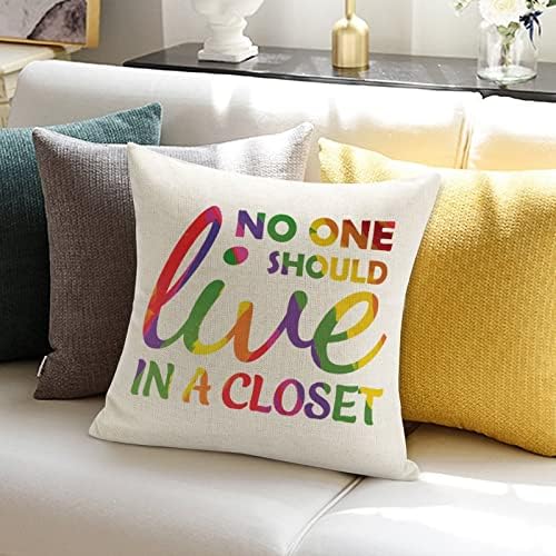 Никој не смее да живее во плакарот, фрли перница, романтична перница кутија геј гордост виножито ЛГБТ истиот пол геј перниче покритие квадрат