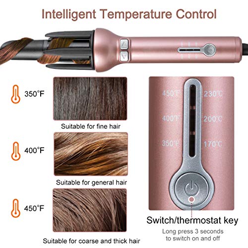 Автоматски виткач за коса за долга коса автоматско виткање железо вртено стапче 360 ротирачки стајлинг стапче 1,1 керамичка професионална