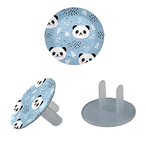 Симпатична панда шема за излез опфаќа декоративни приклучоци за докажување за бебиња 12 пакувања, приклучоци за безбедност на бебиња, покрити