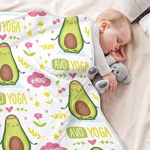 Swaddle Claute Cute Avocado Yoga Potton Conte за новороденчиња, примање ќебе, лесен меко залепетено ќебе за креветчето, шетач, расадници за