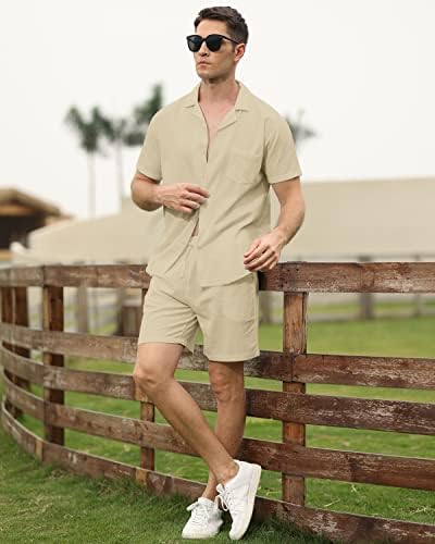 Ендорадоре мажи 2 парчиња Поставете го копчето надолу со кошула со краток ракав летен плажа шорцеви од празници и шорцеви поставени