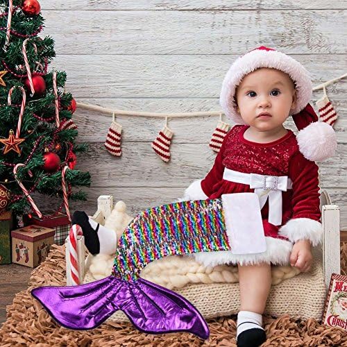 Наша пурпурна сирена опашка Божиќно порибување, магични реверзибилни sequins сирена празнични чорапи за Божиќни украси, 24 инчи искриви Божиќни