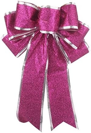 Божиќно приврзоци повеќебојни сјајни сјајни сјајни розови божиќни лак лента за украсување на новогодишна елка