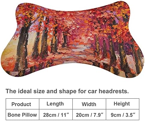 Шарени есенски дрвја Перница за вратот на автомобилот 2 парчиња удобно автоматско-глава за глава, перница за дишење на меморија