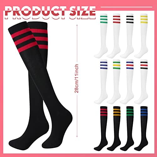 Вабеан 12 парови ролери скејт чорапи женски колено високи ленти чорапи обоени цевки чорапи атлетски салата на отворено спортски чорапи со
