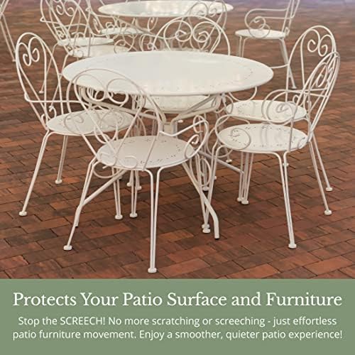 Jejavu 1-1/2 Делукс столче од ковано железо, заштитете го вашиот мебел на отворено, заштитници на нозете на столот, заштитник на подот, пакет