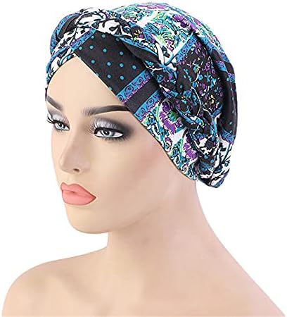 Qianmome 4 парчиња плетенка јазол дама глава шамија хиџаб бохемија стил турбан капа муслимански внатрешен хиџаб за жени бандана капа