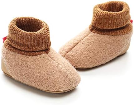 Акингио бебе момчиња девојчиња чизми кои не се лизгаат меки чорапи памучни чизми за новороденчиња, новородени чевли со топло креветче