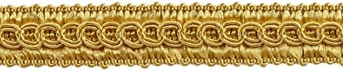 Décopro 1/2 инчи Основен трим декоративен Gimp Brail, стил 0050SG Боја: светло злато - Б7, продадено од дворот