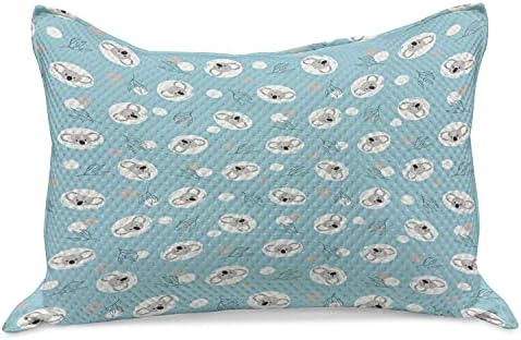 Амбесон Коала плетена ватенка перница, смешна пастелна шема на домородни точки на животински пол и лиснати гранки, стандардна покривка