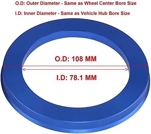 Yanangparts 78.1 до 108 центар за центрични прстени за легури на легури на легури на тркала од 108 до 78,1 ID = 78.1mm OD = 108mm