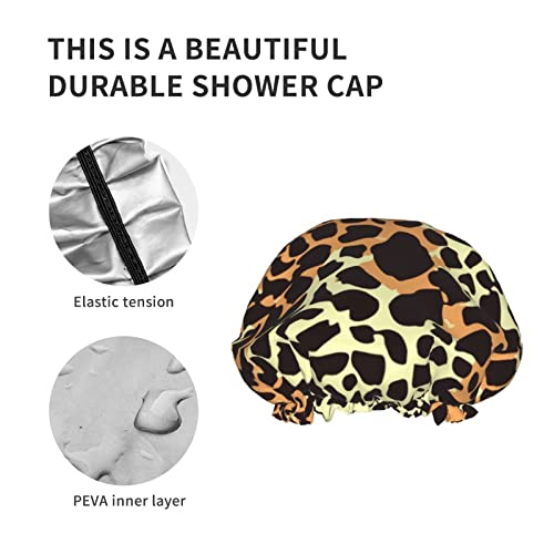 Womenените што можат да се користат за истегнување на полите, шарена леопард маскирна камо двојни слоеви водоотпорна капа за бања за туширање
