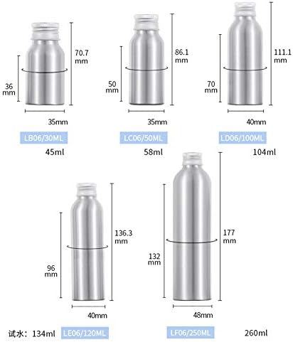 Празни шишиња контејнери за патувања шишиња алуминиумски метални течности диспензери преносни шишиња за складирање на санитација за санирање