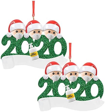 Божиќ 2020 Година На Персонализирани 2 парчиња Преживеани Украси Семеен Украс Празнична Декорација Виси Бисер Венец На Жица