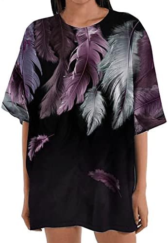 Женски преголеми графички маички лето гроздобер краток ракав симпатична сонце печатена маици врвови трендовски обичен лабава блуза