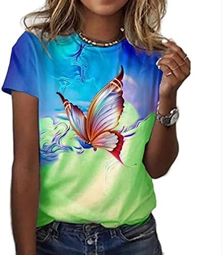 2023 Облека Мода Краток Ракав Екипаж Памучна Графичка Блуза Маица За Тинејџерски Девојки Топ Лето Fall Дами ДФ