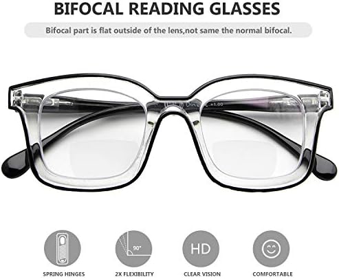 Очила за бифокално читање со 4 -пакувања за жени - дами бифокални читатели двојна рамка во боја +3,00