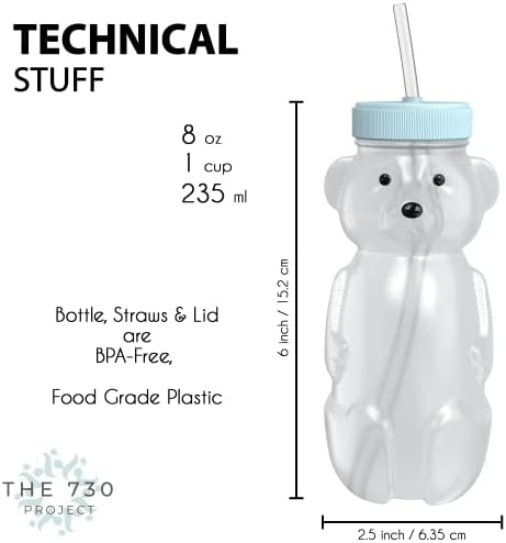 Мед Мечка Слама Чаша за Бебиња 3 пакет; 8оз слама мечка чаша со подобрен дизајн на капакот за безбедност; мечка бебешка чаша слама; чаша за мечка