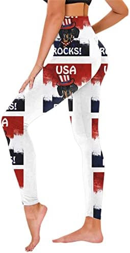 Хеланки со висок Струк За Жени 4 јули Без Проѕирна Атлетска Контрола На Стомакот Панталони За Вежбање Знаме НА САД