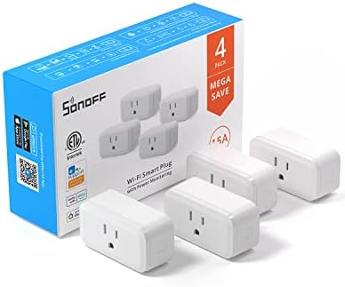 Sonoff S40 WiFi Smart Plug со мониторинг на енергија, 15A Smart Outlet Socket ETL сертифициран, работа со Alexa & Google Home